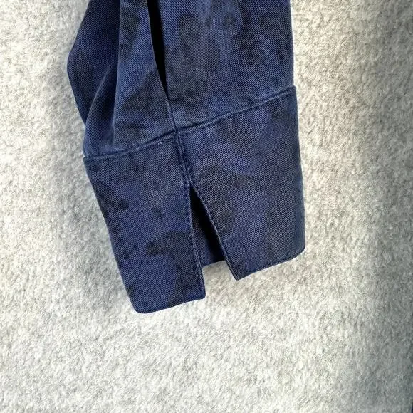 Tianello Steve Barraza Button Down Blouse Womens Size S Floral Blue Black Tencel - Picture 5 of 12